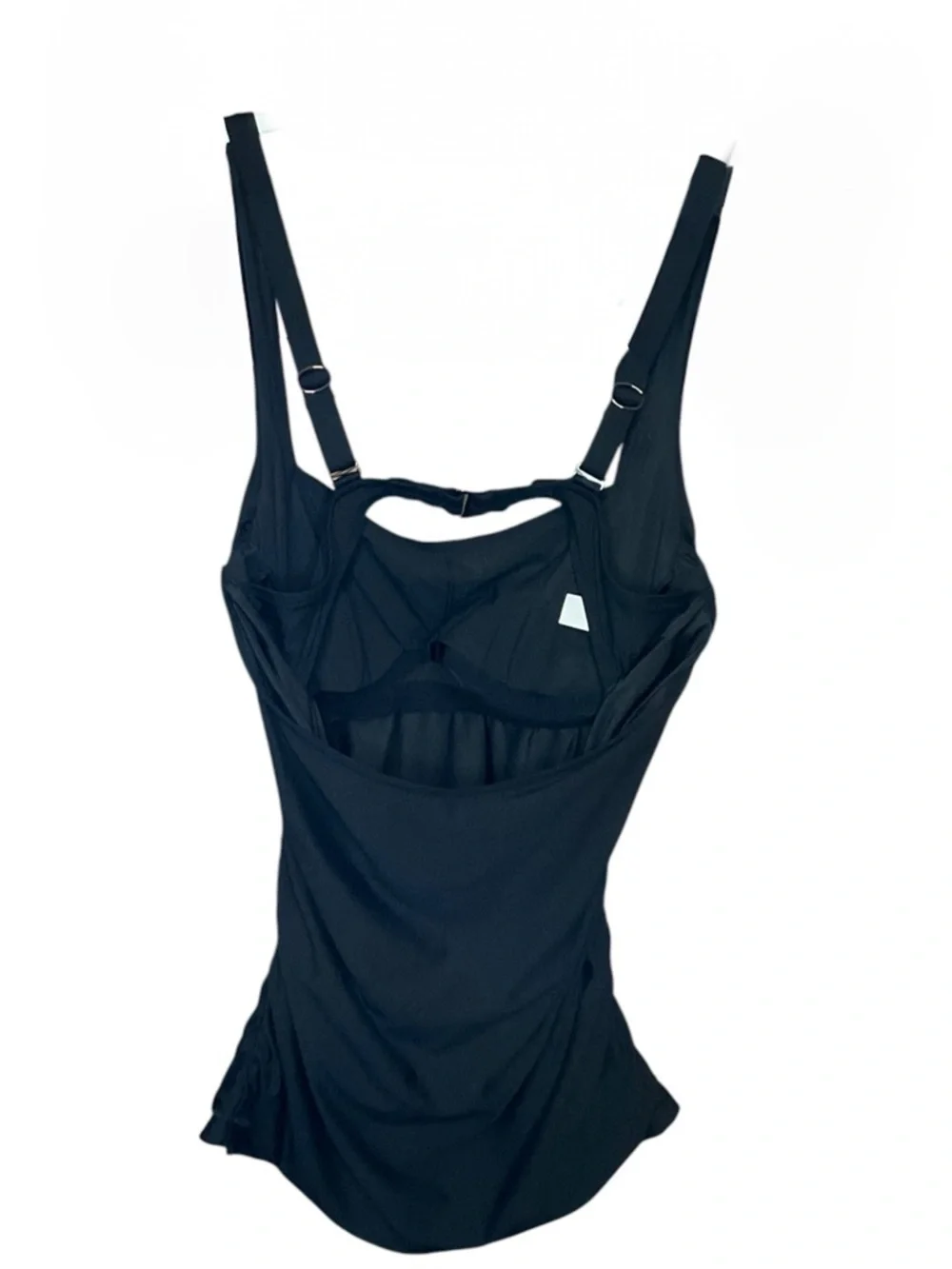Athleta Square Neck Bra Cup Tankini Top 34 B/C Tall Black